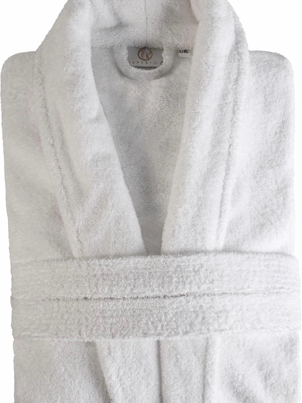 White Luxury Cotton Bathrobe by - Plush Shawl Collar Robe